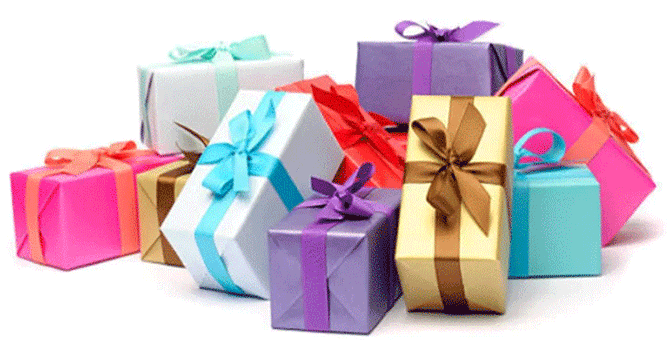 multi-colored gift wrapped box's